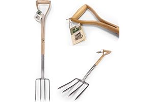 GREENMAN GARDEN TOOLS Greenman Light Weight Digging Fork Narrow Stainless Steel Ash Handled 20 Year Warranty 90cm x 14.5cm