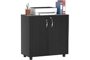 Vinsetto Armadietto per Documenti con Serratura, Armadio da Ufficio con 2 Ante e 2 Ripiani, Mobiletto Multiuso Portaoggetti con Maniglia in Lega di Alluminio, per Casa Ufficio, 80x40x80 cm, Nero