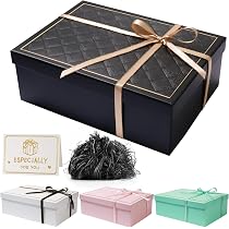Boîte Cadeau Avec Couvercle Magnétique - Taille 27x19x9 Cm - Pliable, Ruban Inclus - Pour Emballage Cadeau Chic
