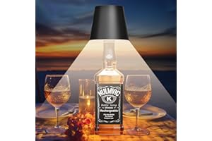 Nulmvic Lampada per Bottiglia LED Ricaricabile - 5200mAh Lampada da Tavolo Senza Fili Dimmerabile 3 Colori - IP54 Impermeabile Comando a Tocco per Interno Esterno Famiglia Ristorante Bar (Nero)