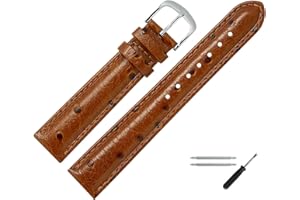 MARBURGER Uhrenarmband 16mm Leder Strauss Prägung - Werkzeug Montage Set 75616