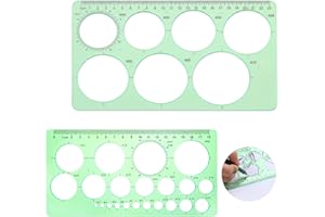 Kryzulax 2 Piezas Plantillas Para Dibujar,Plantilla Circulos,Reglas Dibujo Tecnico,Plantilla Elipses Isometricas,para Medir Reglas Círculo Geométrico Plantillas de Dibujo(Verde Transparente)