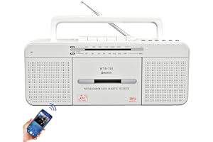 WISCENT Vintage Cassette Player Recorder, Portable Tape Player with USB/Bluetooth/AM/FM Radio Stereo, Built-in Microphone Recorder,Cassette to MP3 Converter,Big Speaker,Earphone Jack,Retro Cassette Recorder