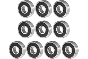 QUARKZMAN 607-2RS 7x19x6mm Bola Rodamientos x 10uds Alto Carbono Acero para Máquinas y Herramientas, [Doble Sellado]