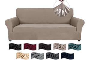 CYCMACO Funda Sofa 3 Plazas Ajustable, Funda De Sofa Elastica Antideslizante Antimanchas, Universales Couch Cover con Reposabrazos, Lavables, Caqui