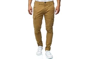 Indicode Hombres Mathews Pantalón Cargo de algodón con 8 Bolsillos