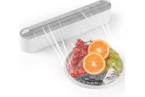 Quasziwa Distributeur Papier Aluminium et Film Alimentaire - Adsorption Magnétique, Lame Coulissante Sécurisée, Solide, Installation Murale sans Perçage, Convient aux Rouleaux jusqu'à 31cm, Blanc