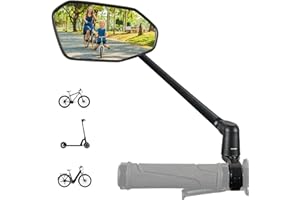 REEZER RS3 - Retroviseur velo - Rétroviseur vélo électrique - Rétroviseur trottinette électrique - En verre et Pliable - Pour guidon 22 à 25,4 mm - Réglable 360° GAUCHE