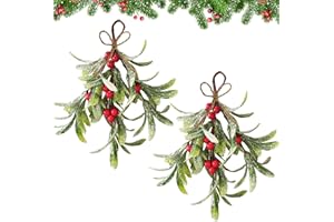 LUKIUP 2 Stück Weihnachts Mistelzweig Dekoration, künstlicher Mistelzweig zum Aufhängen künstlicher Mistelzweig zum Aufhängen Weihnachtsbaum Zubehör fur Weihnachten