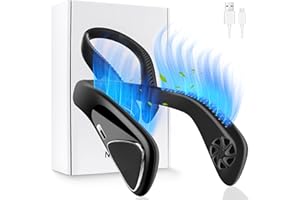 SKYAYA Neck Fan Bladeless Portable Hanging Neck Fan with 3 Speeds, Neck Fans for Women Men Rechargeable USB, Personal Fans Round Neck Wearable Fan Face Fan for Hot Flashes Cooking Office Outdoor, Black