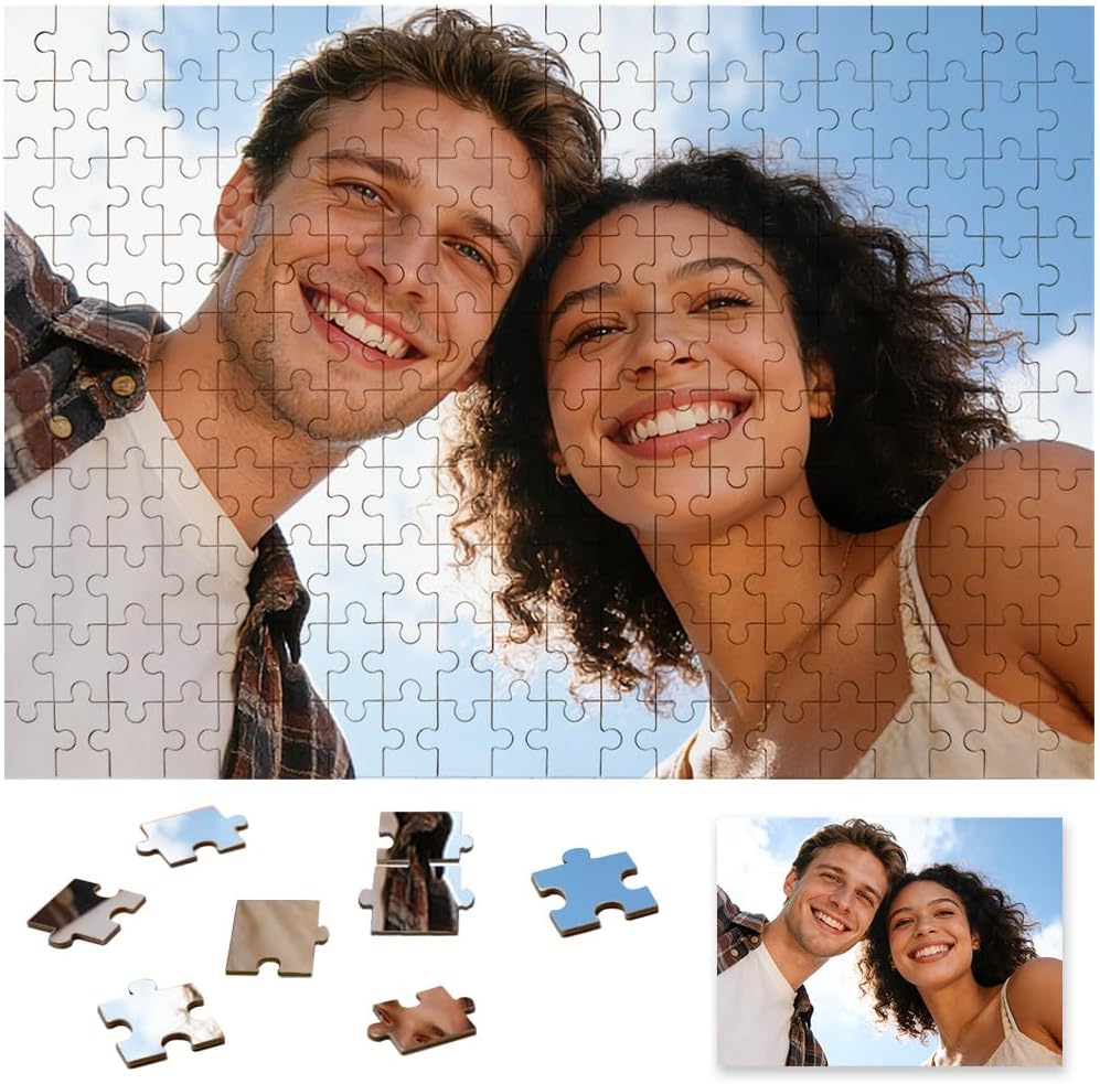 Rompecabezas personalizados para adultos de 1000/500/300/200/70/35 piezas, rompecabezas de madera sin marco, regalos personalizados únicos para familiares, amigos, mascotas, cumpleaños, Navidad, boda