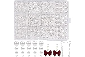 AHLMA 1320 Pezzi Perle Bianche Bigiotteria Perle Finte Rotonde Decorative con Foro per la Realizzazione di Braccialetti E Collane di Decorazione Artigianale(Bianco Puro)