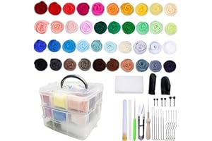 SPORGO Kit de Iniciación de Fieltro - Set de 40 Colores Punzonado con Lana, Agujas, Herramientas Básicas y Accesorios