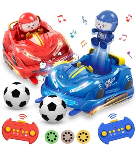 Voiture Télécommandée Enfant Avec Jeu De Foot - 2 Voitures, Buts, Musique Et Lumières, Pour Enfants De 3 à 8 Ans