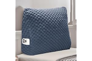 WUIOYNF Weiches Keilkissen Bett Großes Rückenkissen, bequem und stützend, Lesekissen Wandkissen Lendenkissen für Couch und Betten, Stützkissen, Nackenkissen mit abnehmbarem Bezug(Marineblau-45x20x35cm)