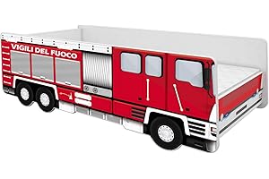 ACMA Letto bambini bambino auto letti Materasso Vigili del fuoco (160x80 cm)