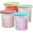 Replacement for Ninja Creami Pints and Lids - 4 Pack NC501, Compatible with Ninja NC501 NC500 Series Creami Deluxe ice Cream Makers (MULTICOLOR)