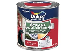 Dulux Valentine ECRAN+ MULTI-SUPPORTS EXTERIEURE - Peinture en Phase Aqueuse pour l'Éxtérieur et l 'Intérieur - Satin Rouge Coquelicot 0,25 L