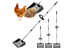 IDUNSEED 25,5 cm Breite Hühnermistschaufel, Chicken Poop Scooper,155 cm Länge Einstellbare Hühnerschaufel für die Reinigung,Hühnerstall Reinigungswerkzeug,Schaufel für Hühnerstall Zubehör