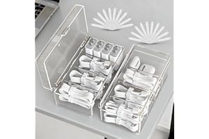 FRETONBA Boîte de Rangement pour Câbles et Chargeurs, Lot de 2 Organisateurs Transparents avec Couvercle et 4 Compartiments&20 Attaches Métalliques- Idéal pour le Rangement des Petits Câbles de Bureau