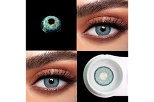 BIO-ESSENCE Pack Lentillas de Hidrogel blandas 1 par Lentes de contacto color azul sin graduación. Duración: 12 meses. Incluye de regalo estuche y 10ml de solución (AZUL MAGICO)
