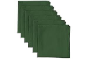 Linendo 100% Pure Linen Dinner Cloth Napkins 15 x 15 Inch Dark Green - Set of 6 Pack European Flax Natural Fabric Washable for Home and Kitchen