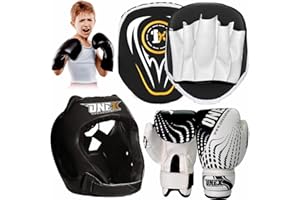 ONEX Boxing Set Focus Pads and Gloves Mitts Punch Bag Head guard MMA Training Hook & Jab, Kids Unisex Sparring Gloves punching Pads Martial Arts Karate Fitness Exercise Sets.