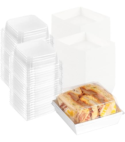 Lot De 100 Boîtes à Sandwich Hiceeden Avec Couvercles Transparents - 12.7 Cm, Idéales Pour Charcuterie Et Desserts