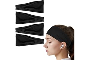 KMKANPO 4 Piezas Diadema Hombre,Cinta Pelo Hombre,Diademas Deportivas,Cinta Pelo Deporte,Cinta para el Pelo Hombre,Headband,Diadema Elastica Mujer,para Mujeres Deportes,Fitness,Correr