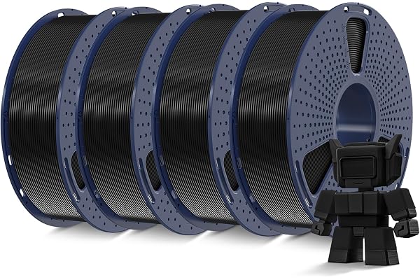 SUNLU 4KG Filament PLA Haute Vitesse 1.75 mm pour Imprimante 3D Rapide, Conçu pour l'Impression à Grande Vitesse, HS-PLA, Paquet de 4, Noir