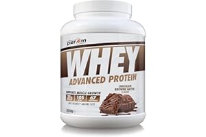 Per4m Whey Protein Powder | High Protein Shake for Muscle Growth & Recovery | Low Sugar Gym Supplement | Sports Nutrition Drink + Amino Acids (2010g, Chocolate Brownie Batter)