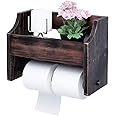 Genuine Decor Wooden Toilet Paper Holder in | Bathroom Toilet Paper roll Holder 1 Toilet Paper roll Hanger Wooden Brown Wall Toilet Roll Holder Rustic Solid Wood Tissue Holder. (Large)