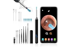 Morelax Otoscope Oreille, 1080P HD - Camera Endoscope Auriculaire 3,5mm IP67 Étanche, 6 LED + WIFI, Nettoyage d'oreille Adapté aux Smartphones et Tablettes IOS et Android (Adulte/Enfant), Noir