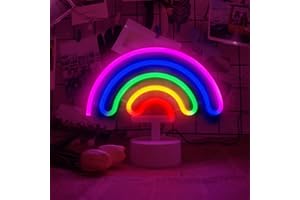 ASLANKA Lampe néon arc-en-ciel veilleuse LED batterie/USB décoration Noël, anniversaire, chambre