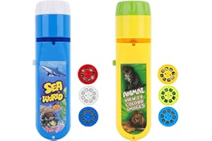 GENERIC Wild Animal & Seaworld Torch and Projector - Fun Torch Projector for Kids with Animal and Sea Life Themes, Educational Toys for Boys and Girls, Child’s Torch with 6 Discs and 48 Images