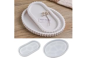 YODOYO 2 Stücke Silikonform Tablett Oval, Silikonformen GießFormen Tablett, Untersetzer Spitze Schmuck Teller, Epoxidharz Tablett Form, Aufbewahrung Tablett Beton Gipsform Handwerk