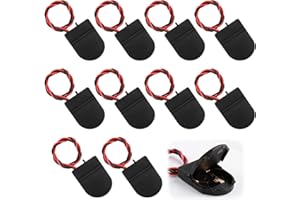 NOVSTUF 10 PCS CR2032 Battery Holder, 1x 3V Black Coin Cell Battery Socket Holder Case Box Button Batteries Case Storage Box with Wire Lead ON-OFF Switch