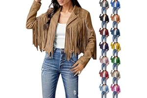 BAWUTZ Revers della giacca con nappe con frange da donna, giacca di transizione a maniche lunghe, giacca con frange corte, elegante giacca in denim, cappotto in denim