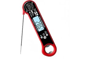 RUNZI Meat Thermometer with Foldable Probe, Digital Instant Read Food Thermometer Waterproof & Instant Read for Kitchen Food Cooking Baking Candy Liquid