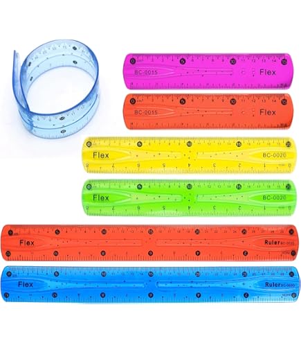 6 Stück Lineal Set 15cm - Transparente Kunststoff Lineale Farbig