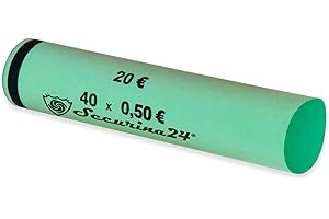 Securina24 Tubi Portamonete da 1 Centesimo Fino a 2 Euro o 119 Pezzi Misti, Involucri per Monete (Tubi Portamonete 50 Centesimo)