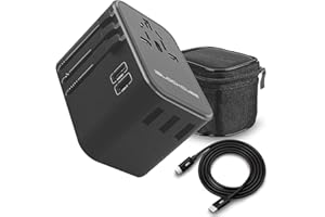 iBlockCube® Worldwide Travel Adapter with 3.5A Dual Type C Fast Charging Port | 35W All in One International Wall Charger & Universal AC Socket, Safety Fused, International Plug [US UK EU AU] (Gray)