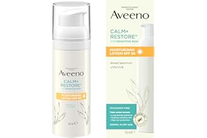 Aveeno Face CALM+RESTORE Moisturising Lotion SPF 50 (1 x 50ml), Lightweight Triple Action Formula, Long Lasting Hydration, Soothes Sensitive Skin, High Sun Protection, Broad Spectrum UVA & UVB