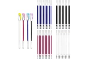 Rnigra 4pcs Heat Erasable Fabric Pens for Sewing, Fabric Markers Sewing Erasable, with 40 Refills 4 Colors, Embroidery Pen, Fabric Pens Sewing for Quilting Sewing Dressmaking Fabrics Embroidery