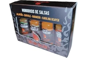 ALHAMBRAGOLD Doctor Salsas - Pack Degustación Mini Salsas Picantes (4 x 20 ml): Jalapeño, Chipotle, Habanero, Carolina Reaper