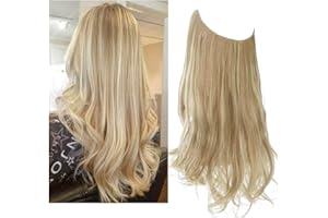 SARLA Hair Extension 18 Inch Invisible Adjustable Wire Hair Piece Curly Wavy Long Synthetic Hairpieces for Women Natural Heat Temperature Fiber (18 Inch (Pack of 1), Dirty Blonde)