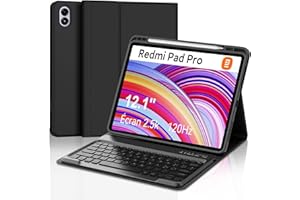 SENGBIRCH Custodia Tastiera per Redmi Pad Pro 12,1", Xiaomi Pad POCO 12.1 Pollici 2024, Cover Tastiera Bluetooth Magnetica Staccabile per Redmi Pad Pro 12,1 Pollici, Italiana QWERTY, Nero