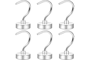 Neosmuk Magnetic Hooks,30kg Large Opening Hook CNC Machined Base,Ideal for Cruise,Grill,Towel,Kitchen Indoor Hanging (Silvery White,Pack of 6)
