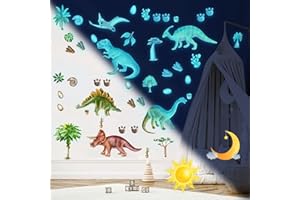 PALASASA Leuchtende Dinosaurier Wandsticker Selbstklebend Dinosaurier Wandtattoo Kinderzimmer für Glühen im Dunkeln Aufkleber, Dino Leuchtsticker Wandtattoo für Junge Kinderzimmer Schlafzimmer Geschenke Blau