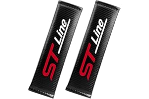 SYMILOV 2 Piezas Almohadilla de Protectores Cinturon de Seguridad de Fibra de Carbono de Coche para Fo-rd ST Focus 2 3 Fiesta, Cómodas Hombreras - Accesorios de Interior Auto,Black